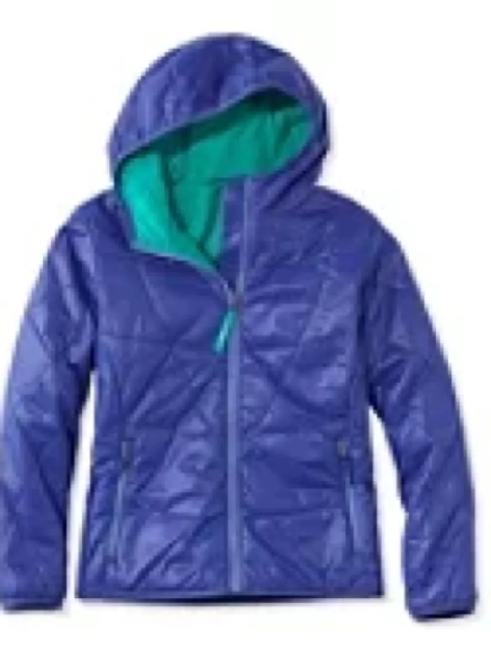 L.L. Bean Kids Puff-N-Stuff Jacket Little Girls' Puffer Blue with Teal Lining